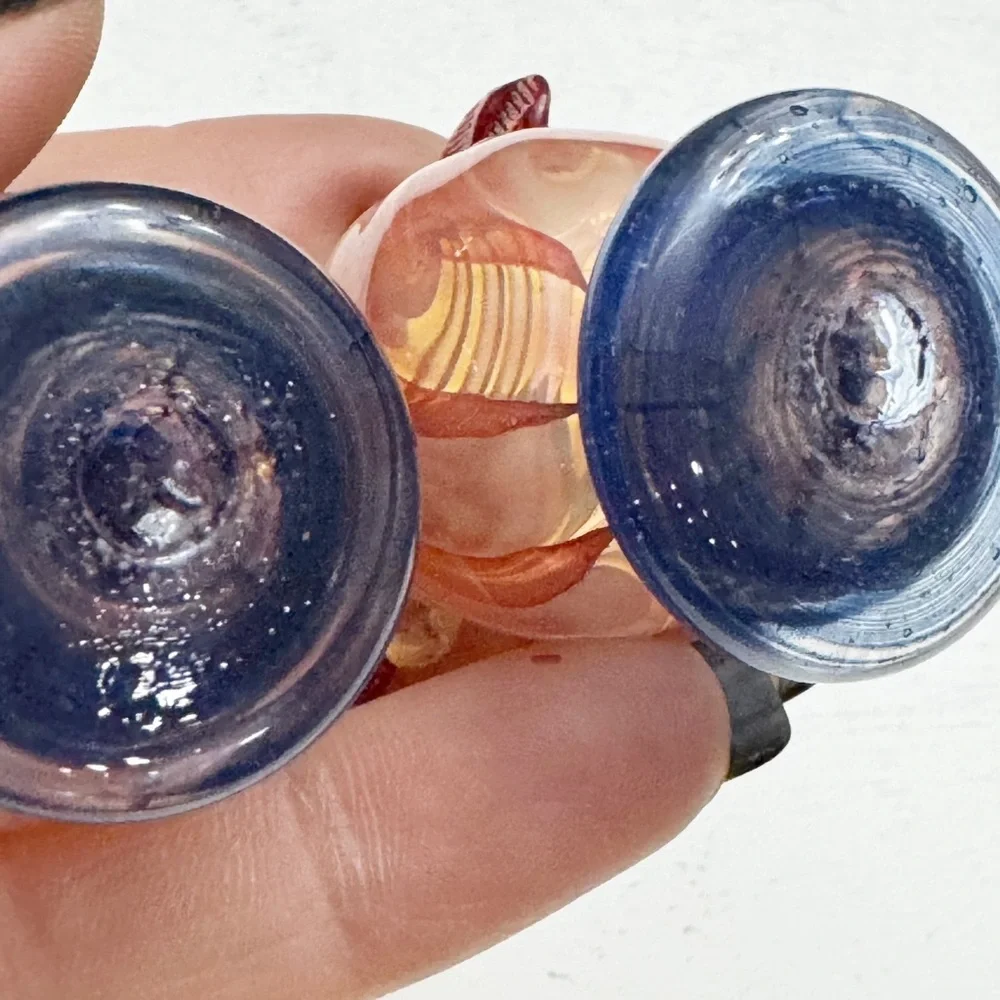 Gorgeous Vintage Hand Blown Art Glass Cranberry Swirl  Salt & Pepper Shakers - Picture 10 of 12